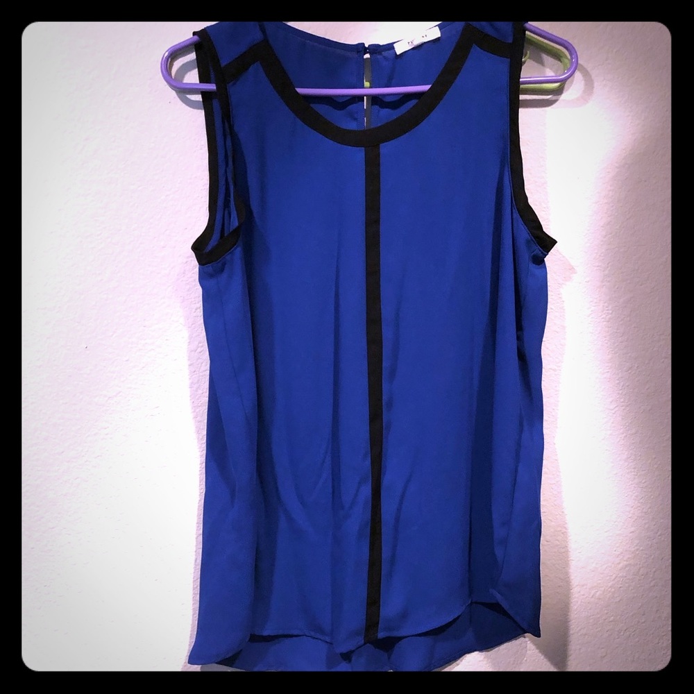 EUC Pleione royal blue and black sleeveless top
